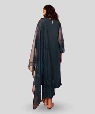 Teal blue roohani kurta set 4