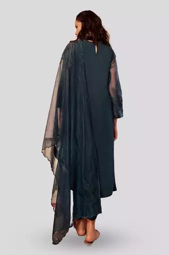 Teal blue roohani kurta set