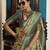 Chikoo color digitally printed silk saree with blouse