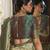 Chikoo color digitally printed silk saree with blouse