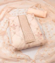 Women's beige sequence embrodiery with designer embroidered dupatta georgette dress material