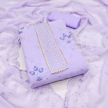 Women's purple sequence embrodiery with designer embroidered dupatta georgette dress material 2