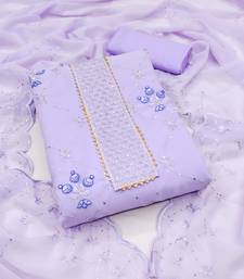 Women's purple sequence embrodiery with designer embroidered dupatta georgette dress material