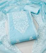 Women's purple embrodiery with designer embroidered dupatta chanderi cotton dress material