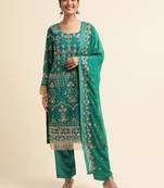 Green embroidered faux georgette pakistani salwar suit