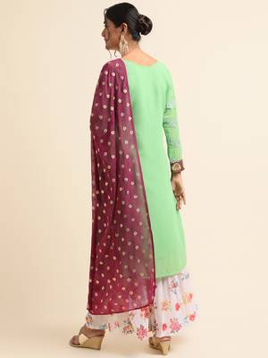 Green embroidered faux georgette sharara salwar kameez 2