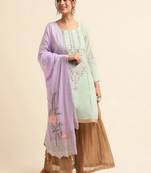 Green embroidered faux georgette palazzo salwar suit