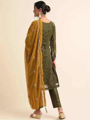 Green embroidered faux georgette pakistani salwar suit 2