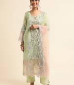 Green embroidered faux georgette pakistani salwar suit