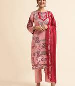 Pink embroidered faux georgette pakistani salwar suit