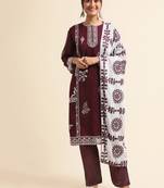 Wine embroidered faux georgette pakistani salwar suit