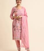 Pink embroidered faux georgette pakistani salwar suit