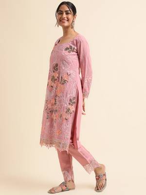 Pink embroidered faux georgette pakistani salwar suit 3