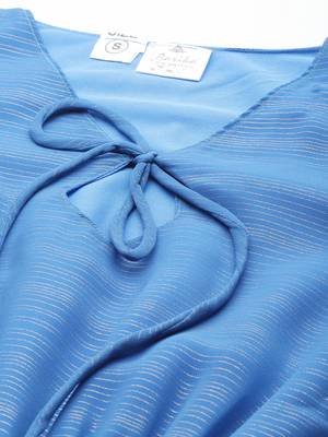 Aarika women blue color solid georgette dress 2