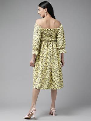 Aarika women yellow color printed georgette dress 3