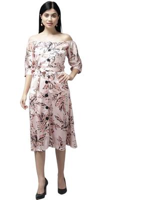 Aarika womens pink color georgette party wear dress 1
