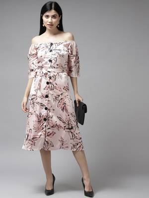 Aarika womens pink color georgette party wear dress 5