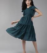 Aarika womens rama color georgette middi