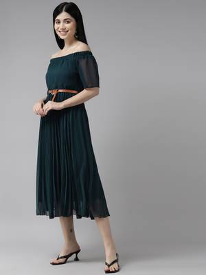 Aarika womens rama color georgette middi 3