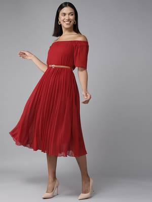 Aarika maroon color georgette middi 1