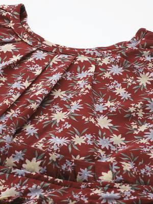 Aarika womens maroon color georgette floral print middi 2