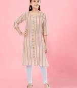 Aarika girls peach colour cotton striped kurti