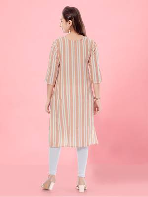 Aarika girls peach colour cotton striped kurti 4