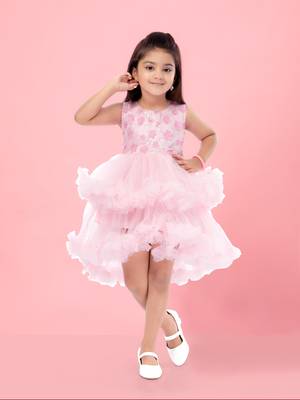 Aarika girls pink color frock 1