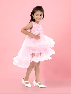 Aarika girls pink color frock 3