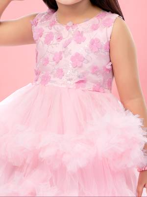 Aarika girls pink color frock 5