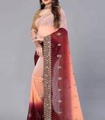 Organge Colour Georgette Saree with 700 Real Mirror and C Pallu Work