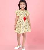 Aarika girls yellow color cotton blend frock