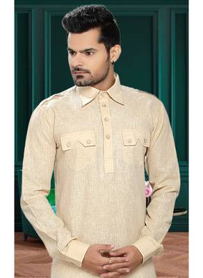 Gold Embroidered Cotton Mens Kurta Pajama 3