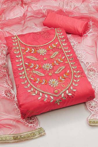 Crimson Modal Hand Work Dress Material