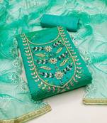 Turquoise Modal Hand Work Dress Material