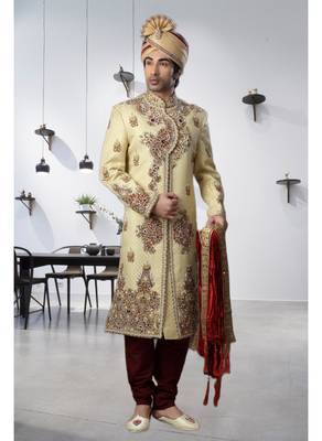 Gold Embroidered Jacquard Stitched Sherwani 2