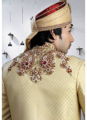 Gold Embroidered Jacquard Stitched Sherwani 4