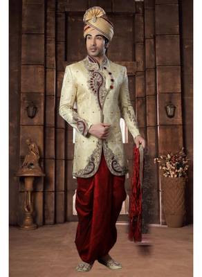 Gold Embroidered Jacquard Stitched Sherwani 2