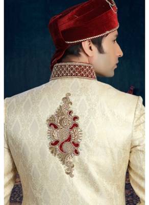 Gold Embroidered Jacquard Stitched Sherwani 4