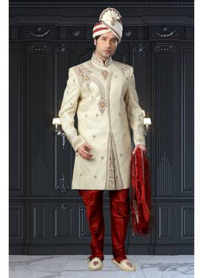 Gold Embroidered Jacquard Stitched Sherwani 2