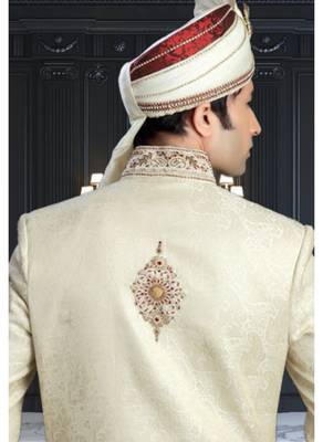 Gold Embroidered Jacquard Stitched Sherwani 4