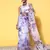 Purple Organza Printed Saree With Unstitched Blouse Piece
