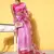 Pink Organza Printed Saree With Unstitched Blouse Piece