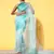 Turquoise Organza Printed Saree With Unstitched Blouse Piece