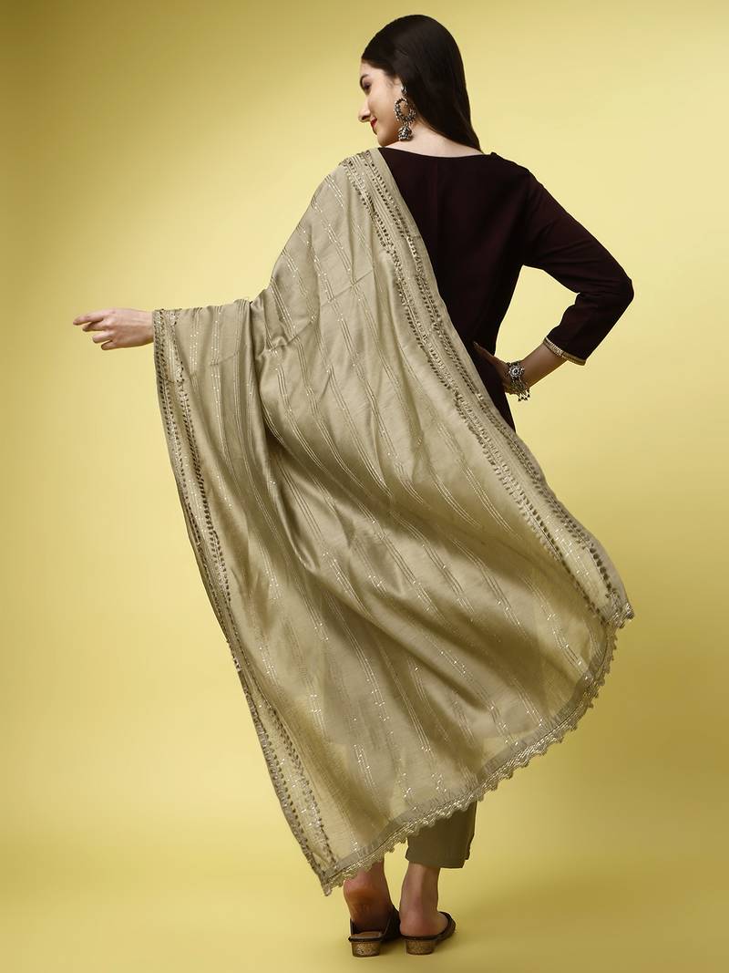 Burgundy Sequence Embroidered Work Silk Blend Fabric Straight Kurta, Pant and Dupatta Set