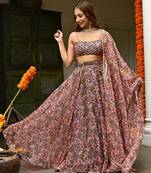 Blackberry Multicolored Digital Printed Taby Organza Ethnic Indian Lehenga Choli