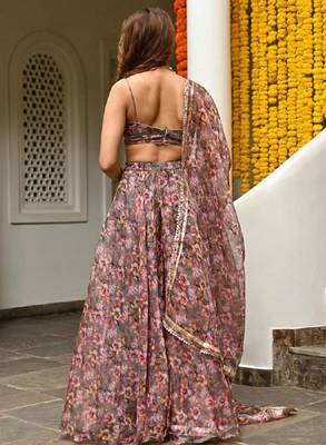 Blackberry Multicolored Digital Printed Taby Organza Ethnic Indian Lehenga Choli 4