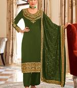 Green Silk embroidered punjabi suits