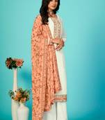 Off white Georgette embroidered punjabi suits