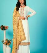 Off white Georgette embroidered punjabi suits